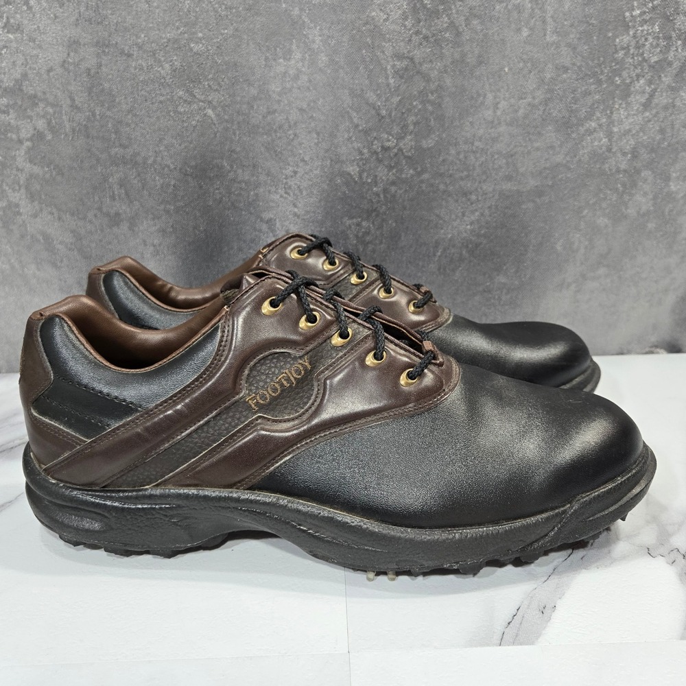 FootJoy GreenJoys Golf Shoes Mens 11.5M Black Brown Spiked Saddle Cleats
